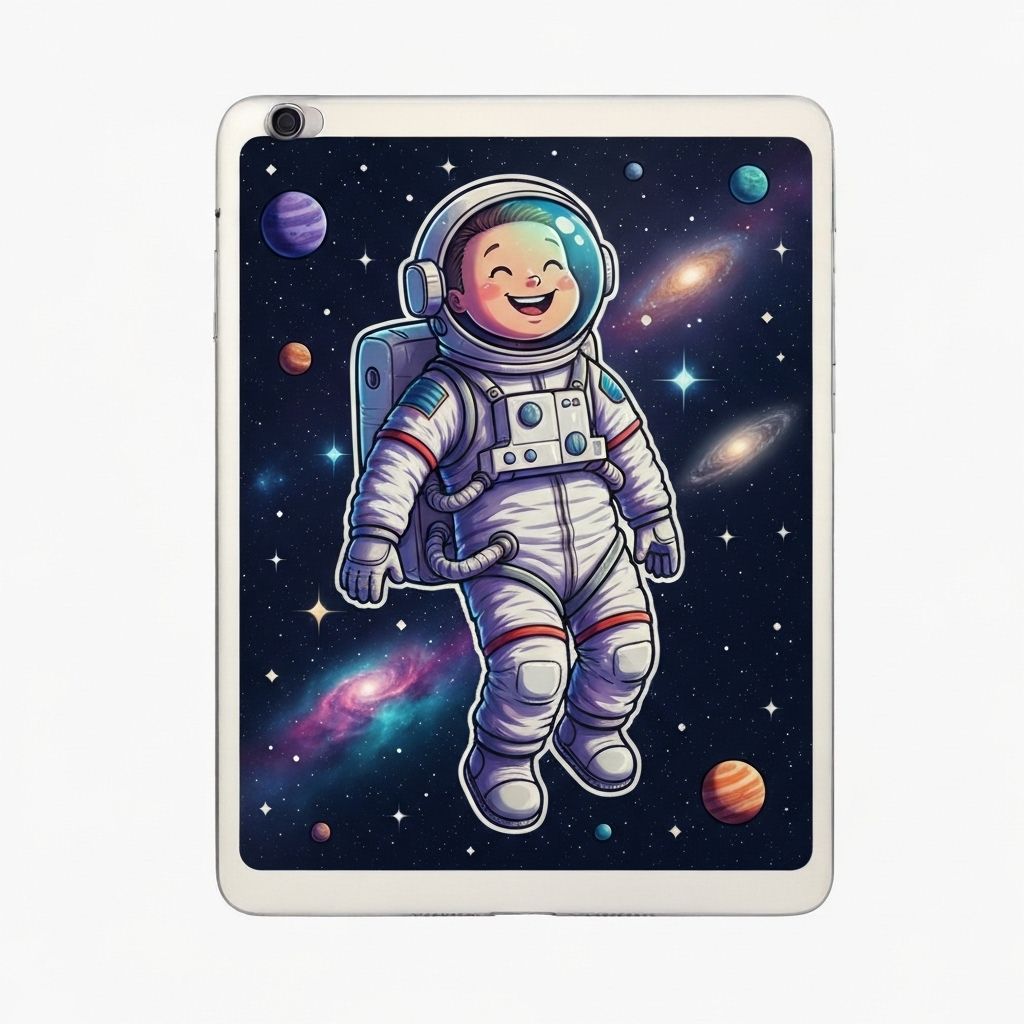 AI sticker: Astronaut floating in space